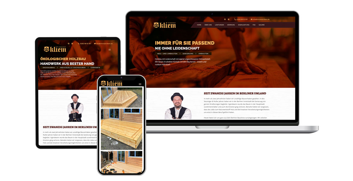 Zimmerei Kliem Webdesign Agentur Programmierer